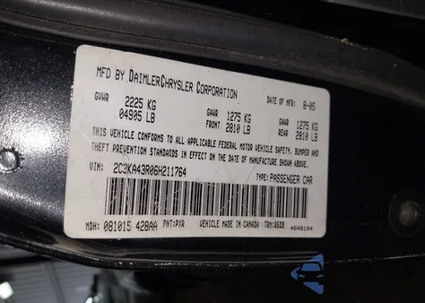 2006 Chrysler 300 z USA, uszkodzony, nr VIN 2C3KA43R06H211764